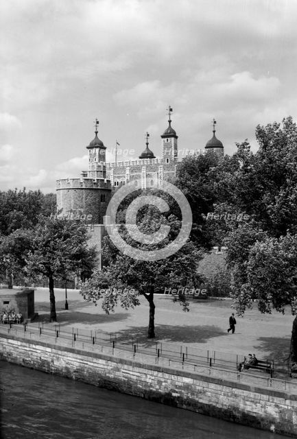 Tower of London from Tower Bridge, London, c1945-c1965.  Artist: SW Rawlings