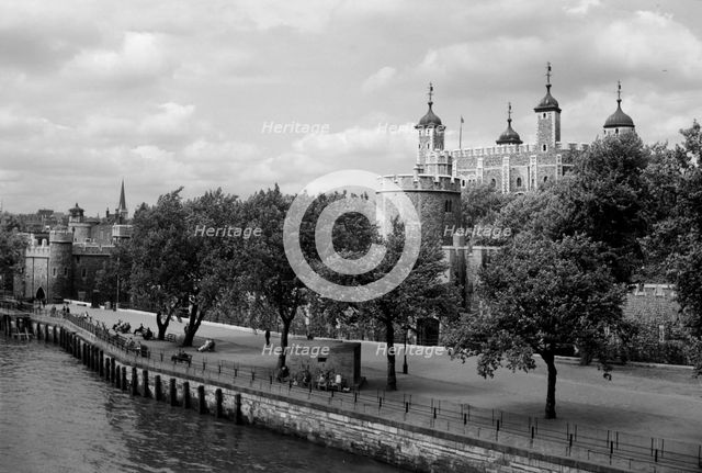Tower of London from Tower Bridge, London, c1945-c1965. Artist: SW Rawlings
