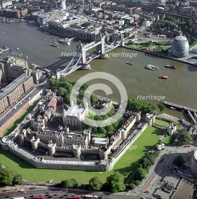 Tower of London, Tower Bridge and City Hall, London, 2000s. Artist: Unknown.