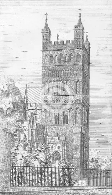 'Tower of North Transept. Exeter Cathedral', 1847. Creator: George Truefitt.