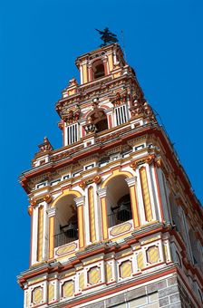 Tower of Santa Maria de la Encina and San Juan Bautista Church, Burguillos del Cerro, Spain, 2008. Creator: LTL