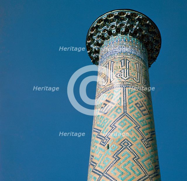 Tower of Shir-Dar Madrasa in Samarkand, 17th century. Artist: Unknown