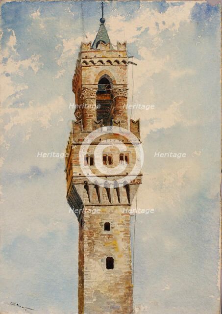 Tower of Palazzo Vecchio, Florence, Italy, 1880. Creator: Cass Gilbert.