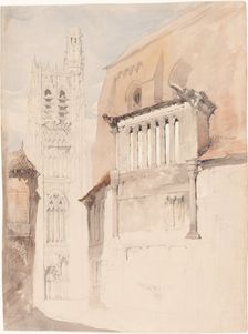 Tower of the Cathedral at Sens, c. 1845. Creator: John Ruskin