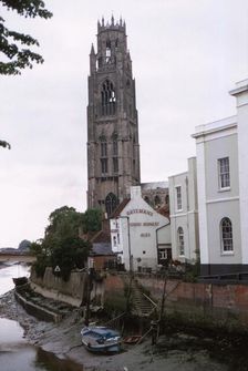 Tower of the Church of St. Botolph and River Witham, Boston, Lincolnshire, 20th century. Creator: CM Dixon