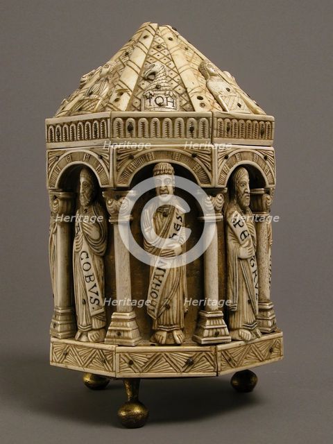 Tower Reliquary with Eight Apostles and the Symbols of the Four Evangelists, German, c1200-1250. Creator: Unknown.