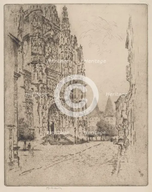 Towers of the Bishop's Palace, Beauvais, 1907. Creator: Joseph Pennell.