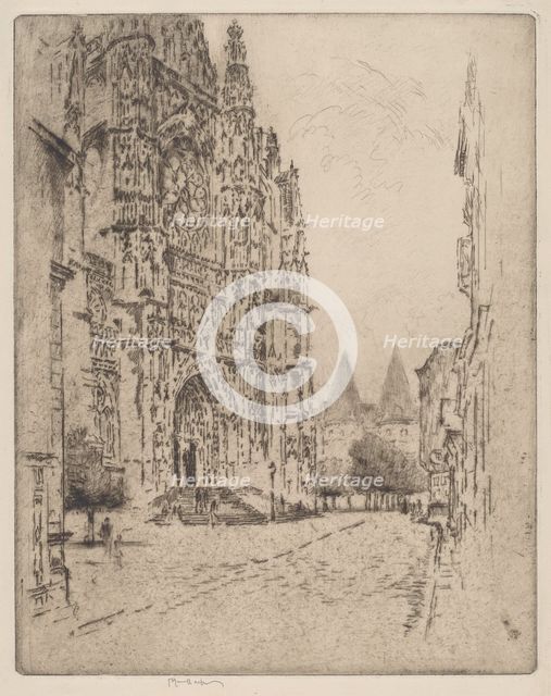 Towers of the Bishop's Palace, Beauvais, 1907. Creator: Joseph Pennell.