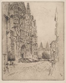 Towers of the Bishop's Palace, Beauvais, 1907. Creator: Joseph Pennell