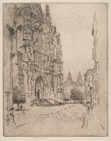 Towers of the Bishop's Palace, Beauvais, 1907. Creator: Joseph Pennell