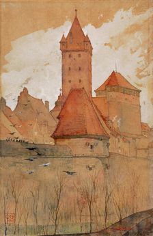 Towers from the City Wall, Nuremberg, 1897. Creator: Cass Gilbert