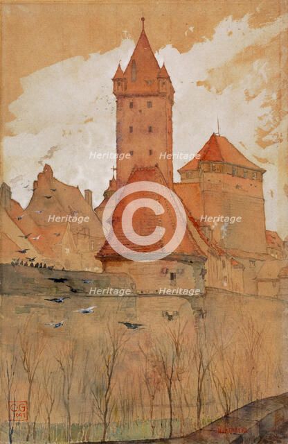 Towers from the City Wall, Nuremberg, 1897. Creator: Cass Gilbert.