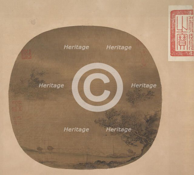 Towing a Boat in a Rainstorm, late 12th century. Creator: Unknown.