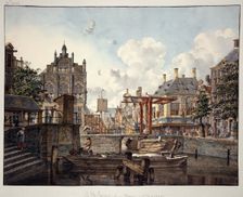 Town view with drawbridge, 1795. Creator: Johannes Huibert Prins