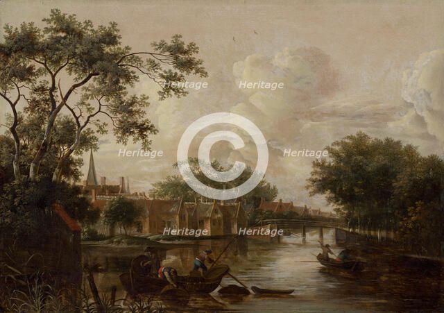Town with River, 1680-1690. Creator: P. van Mase.