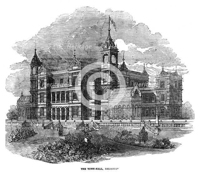 'Town Hall, Melbourne, Australia', 1855. Artist: J Pass