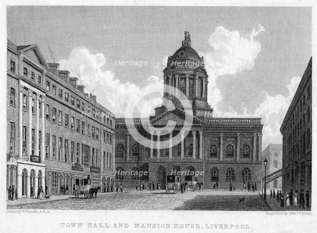 Town Hall and Mansion House, Liverpool, 19th century.Artist: William Westall