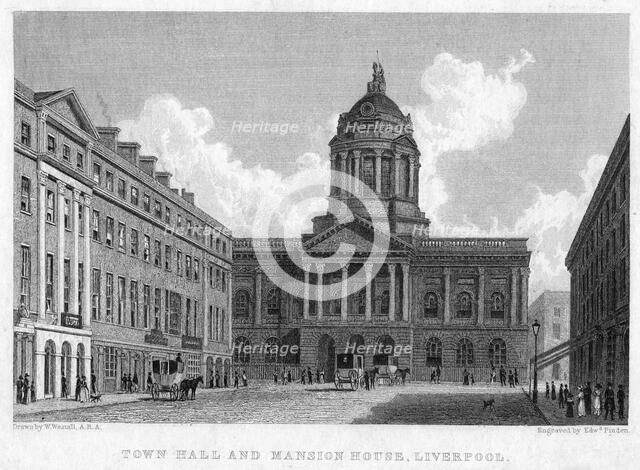 Town Hall and Mansion House, Liverpool, 19th century.Artist: William Westall