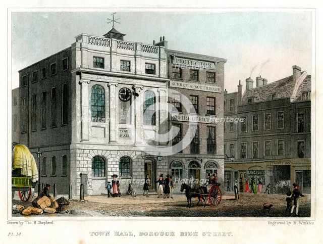 Town Hall, Borough High Street, Southwark, London, 1830.Artist: R Winkles
