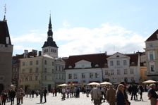 Town Hall Square and St Nicholas Church, Tallinn, Estonia, 2011. Creator: Sheldon Marshall