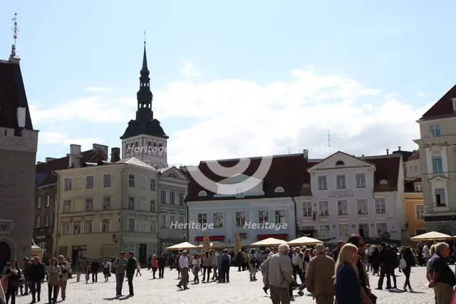 Town Hall Square and St Nicholas' Church, Tallinn, Estonia, 2011. Creator: Sheldon Marshall.