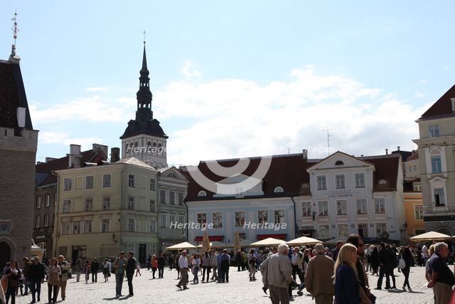 Town Hall Square and St Nicholas' Church, Tallinn, Estonia, 2011. Creator: Sheldon Marshall.