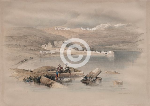 Town of Tiberias Looking Towards Lebanon, 1839. Creator: David Roberts (British, 1796-1864).