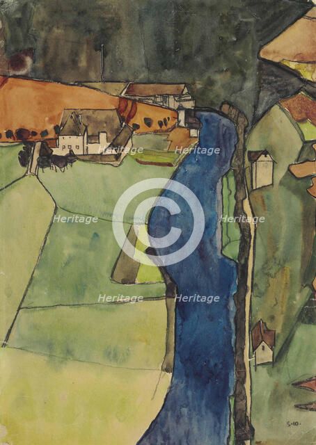 Town on the Blue River, Krumau, 1910.