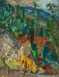 Townscape with Cypress Trees, South of France, 1920s-1930s. Creator: Soutine, Chaim (1893-1943)
