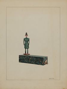 Toy - Man on Music Box, c. 1936. Creator: John Fisk
