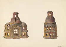 Toy Bank: "Bank Building", c. 1938. Creator: Alf Bruseth