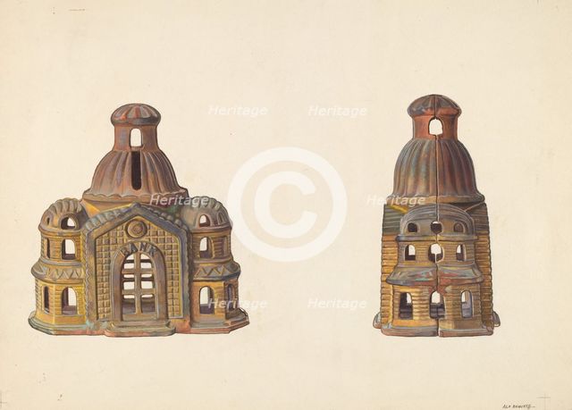 Toy Bank: "Bank Building", c. 1938. Creator: Alf Bruseth.