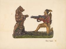 Toy Bank: Bear and Indian, 1939. Creator: Ethel Clarke