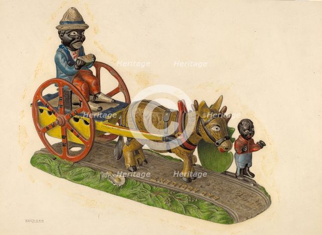 Toy Bank: Donkey and Cart, c. 1941. Creator: Isidore Danziger.