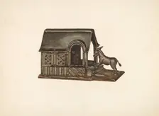 Toy Bank: Donkey and House, c. 1942. Creator: Jennie Kamar