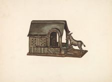 Toy Bank: Donkey and House, c. 1942. Creator: Jennie Kamar