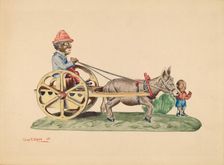 Toy Bank: Donkey Cart, 1938. Creator: Charles Moss