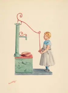 Toy Bank: Dutch Girl at Well, 1938. Creator: Charles Moss
