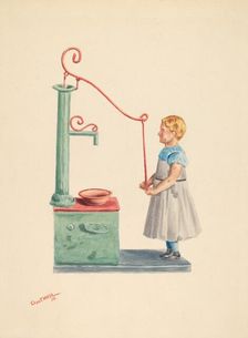 Toy Bank: Dutch Girl at Well, 1938. Creator: Charles Moss
