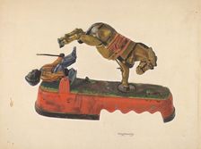 Toy Bank: Figure with Mule, c. 1937. Creator: Chris Makrenos