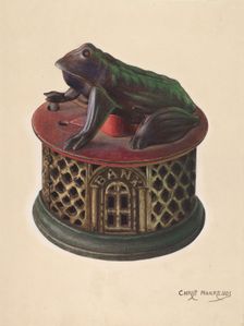 Toy Bank: Frog, c. 1938. Creator: Chris Makrenos