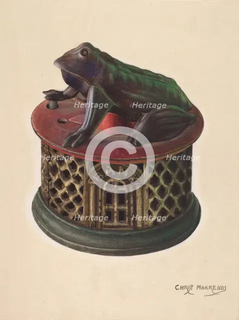 Toy Bank: Frog, c. 1938. Creator: Chris Makrenos.