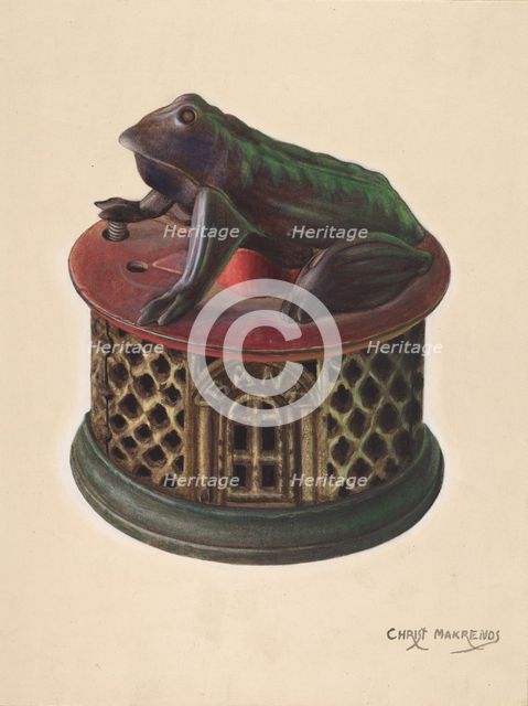 Toy Bank: Frog, c. 1938. Creator: Chris Makrenos.