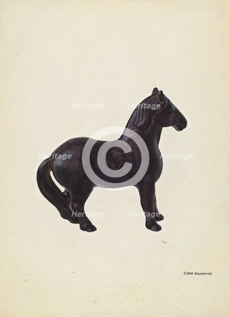 Toy Bank: Horse, c. 1939. Creator: Chris Makrenos.
