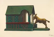 Toy Bank: Mule and Manger, c. 1942. Creator: DJ Grant