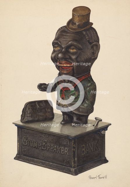 Toy Bank: Stump Speaker, c. 1938. Creator: Pearl Torell.