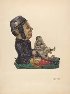 Toy Bank: Paddy and the Pig, c. 1937. Creator: Chris Makrenos