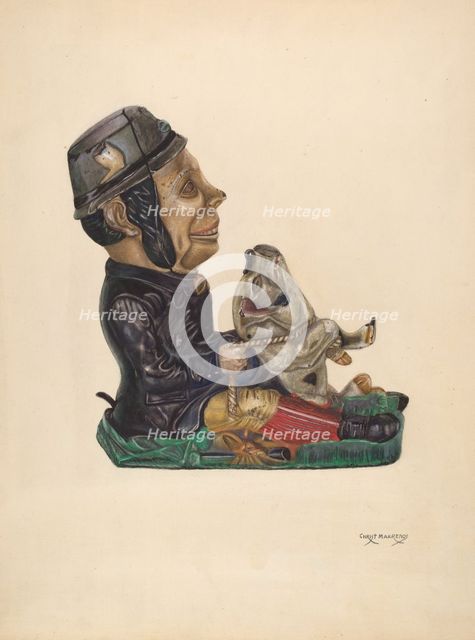 Toy Bank: Paddy and the Pig, c. 1937. Creator: Chris Makrenos.