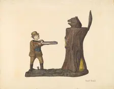 Toy Bank: "Teddy and the Bear", 1935/1942. Creator: Pearl Torell