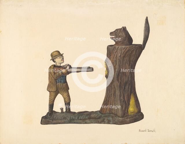 Toy Bank: "Teddy and the Bear", 1935/1942. Creator: Pearl Torell.